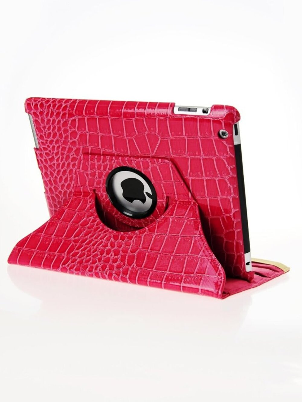 360 Degrees Rotating Stand (Pink Crocodile) Leather Cover Case for Apple iPad 2